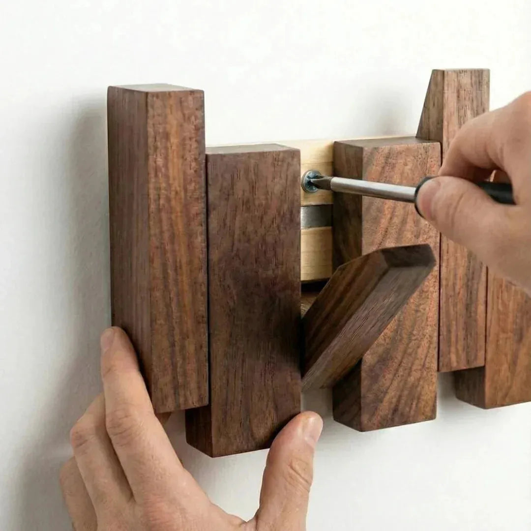 Piano Wooden Wall Coat Rack with Foldable Hooks