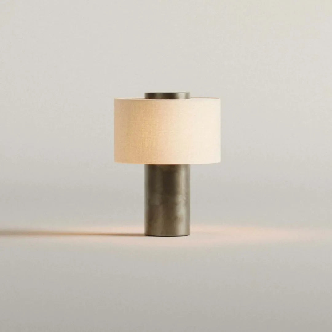 Portable Cordless Marble and Linen LED Table Lamp