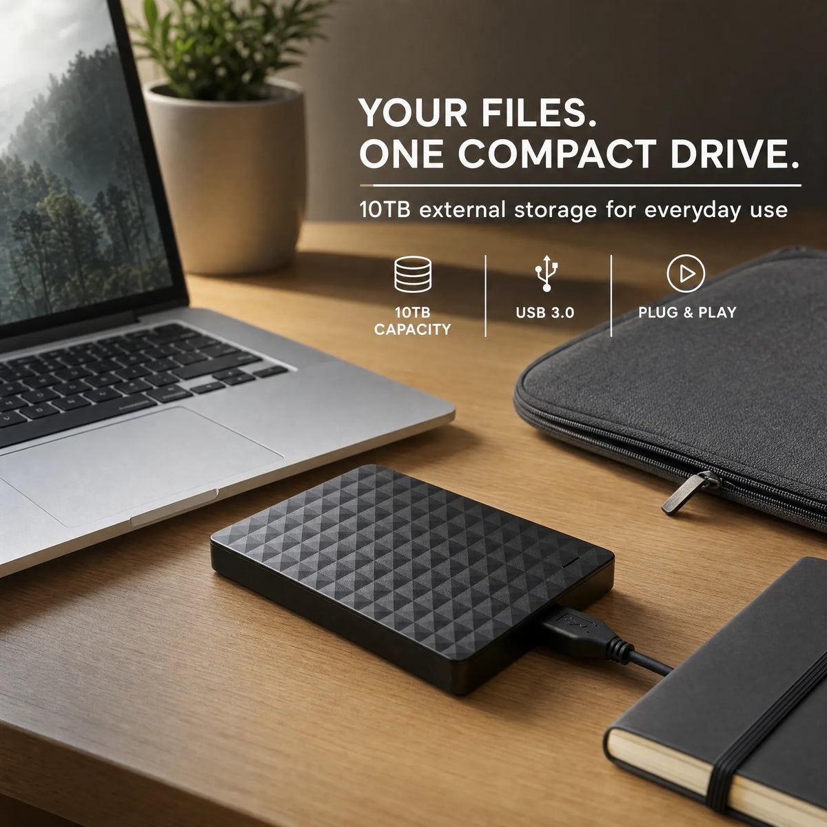 Portable External Hard Drive 10 TB with USB 3.0