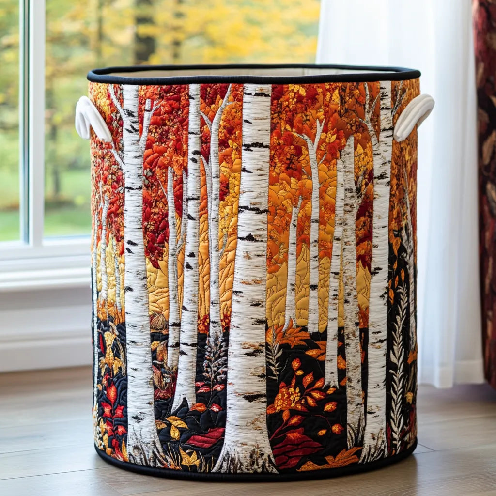 Quilted Fabric Laundry Basket with Sturdy Handles