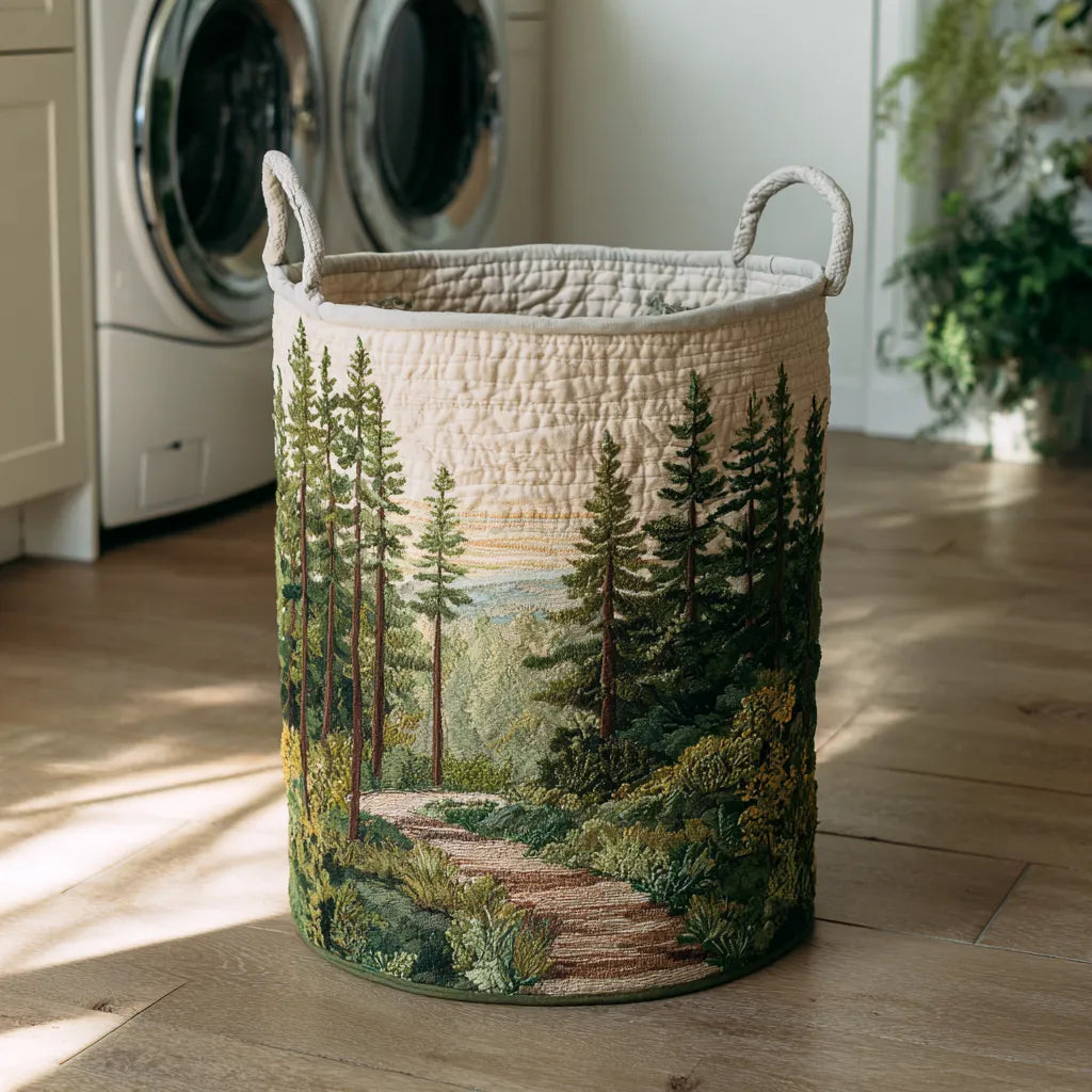 Quilted Fabric Laundry Basket with Sturdy Handles