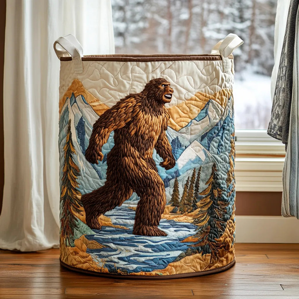 Quilted Fabric Laundry Basket with Sturdy Handles
