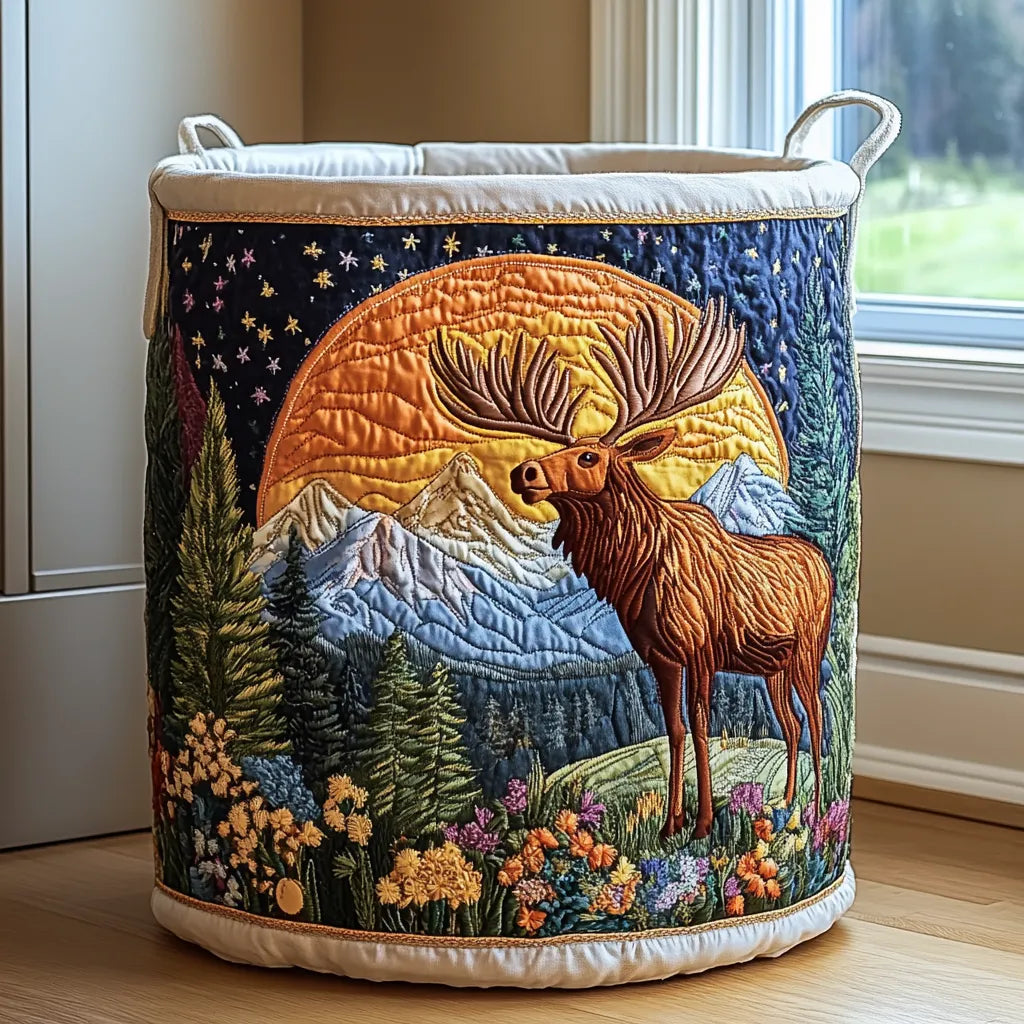 Quilted Fabric Laundry Basket with Sturdy Handles