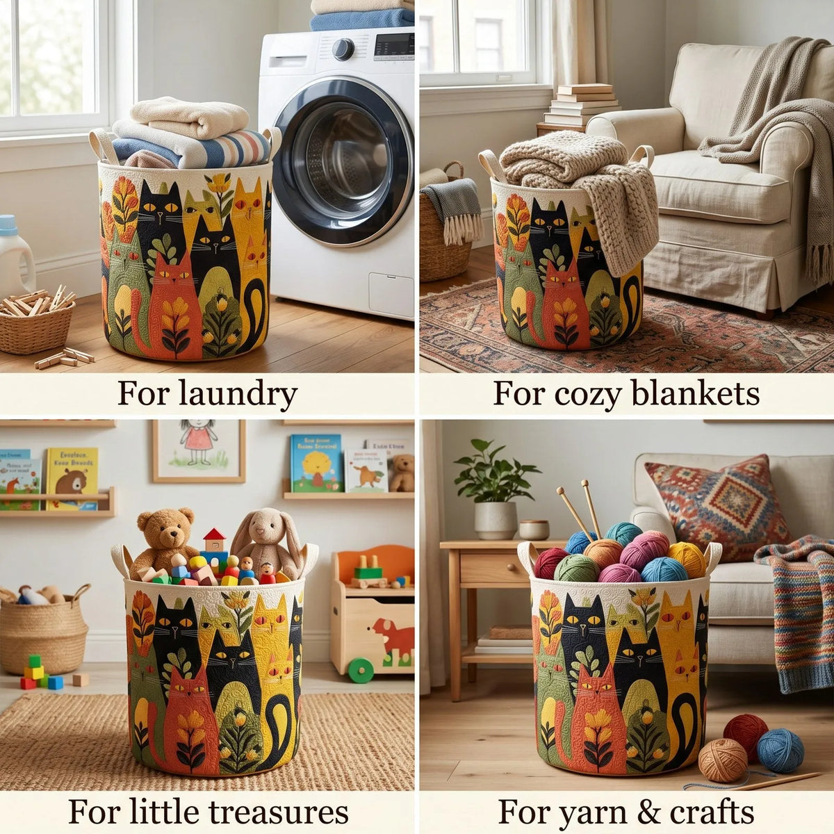 Quilted Laundry Basket with Canvas Handles