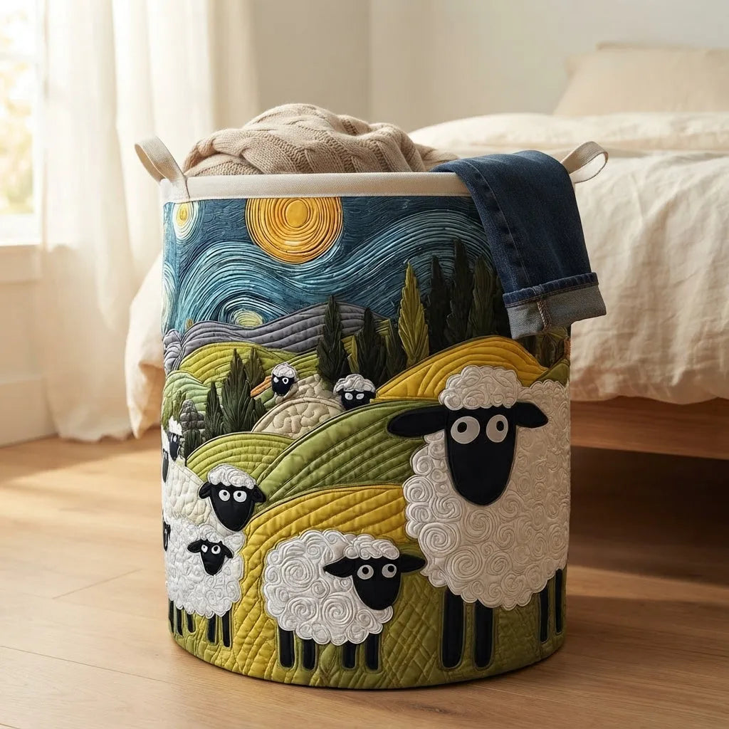 Quilted Laundry Basket with Sturdy Handles