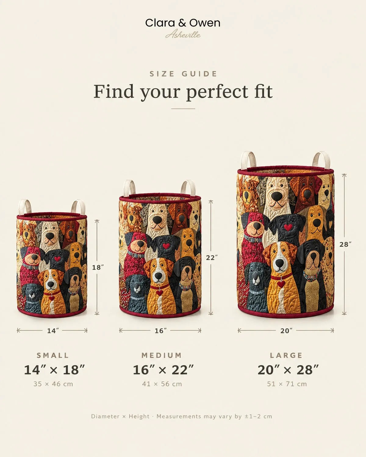 Quilted Puppy Patchwork Laundry Basket with Canvas Handles