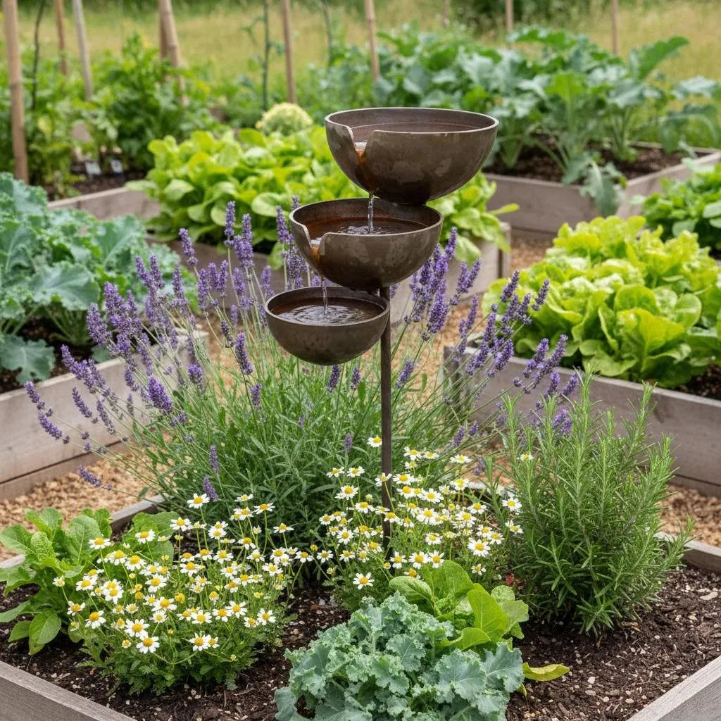 Rain Catcher and Bird Bath Garden Stake for Outdoors