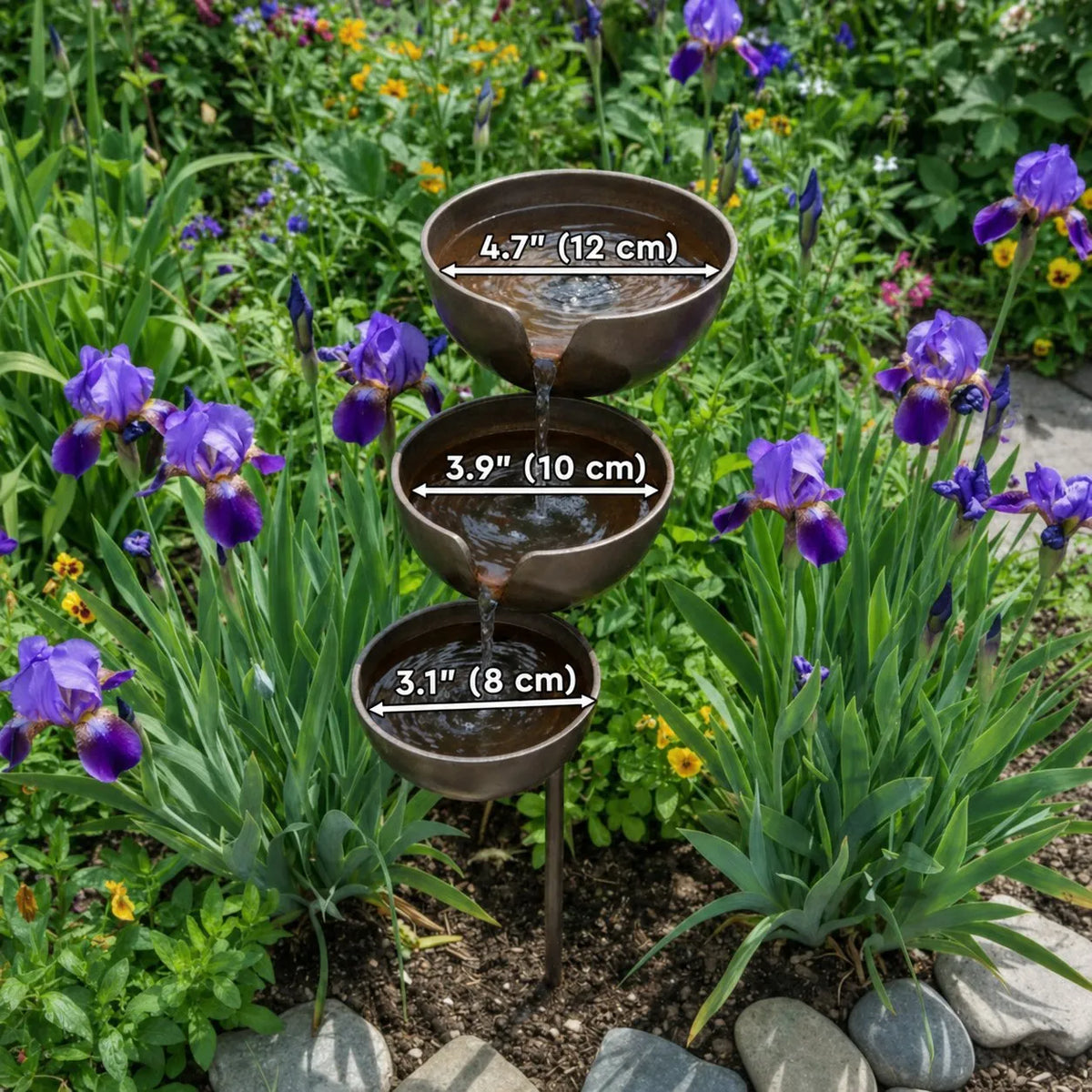 Rain Catcher and Bird Bath Garden Stake for Outdoors