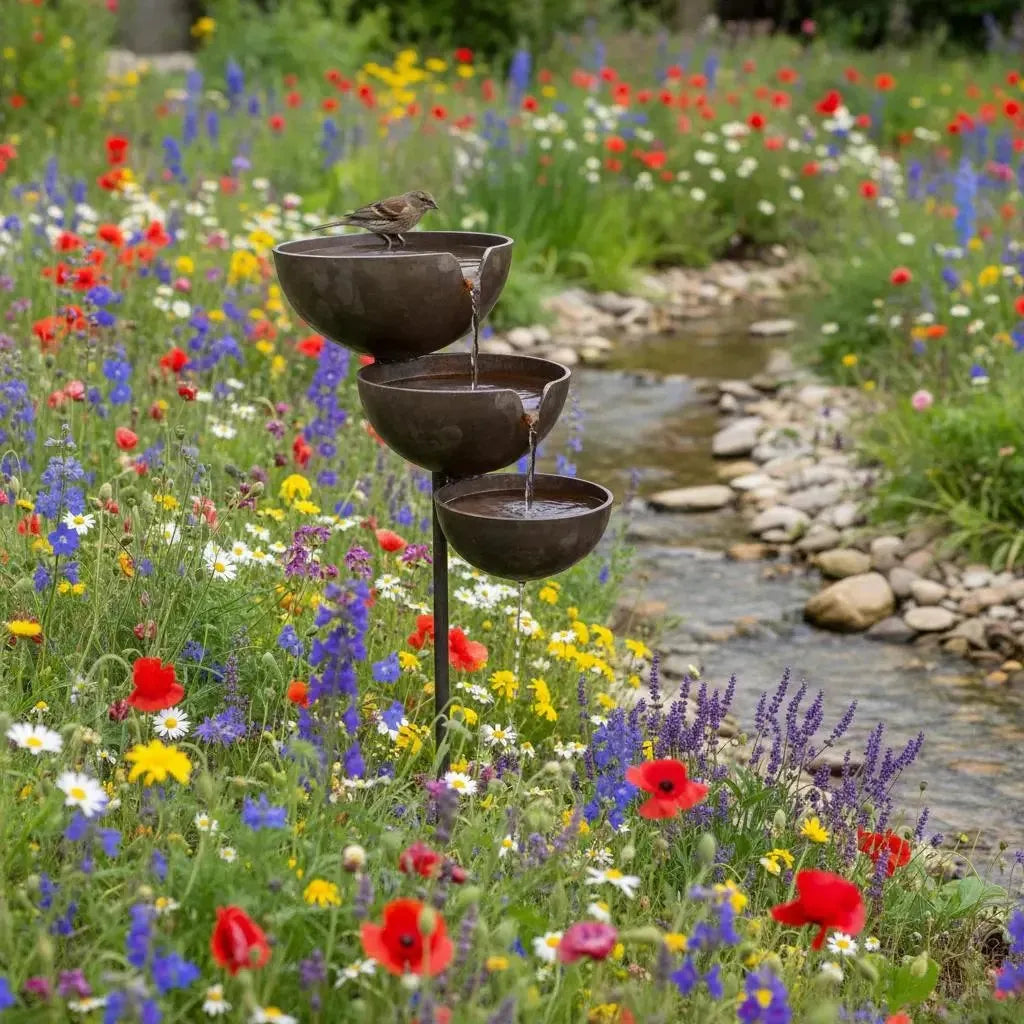 Rain Catcher and Bird Bath Garden Stake for Outdoors