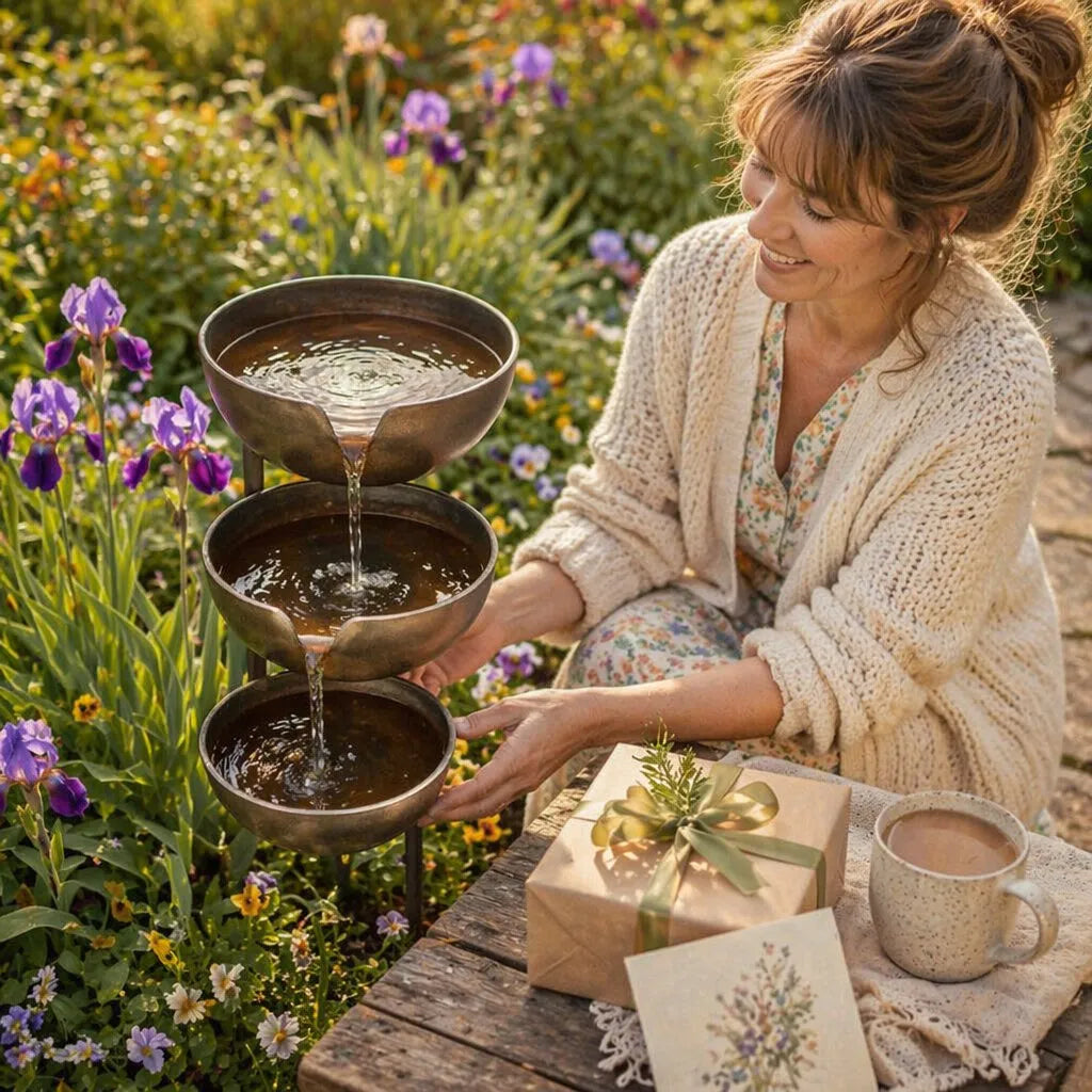Rain Catcher and Bird Bath Garden Stake for Outdoors