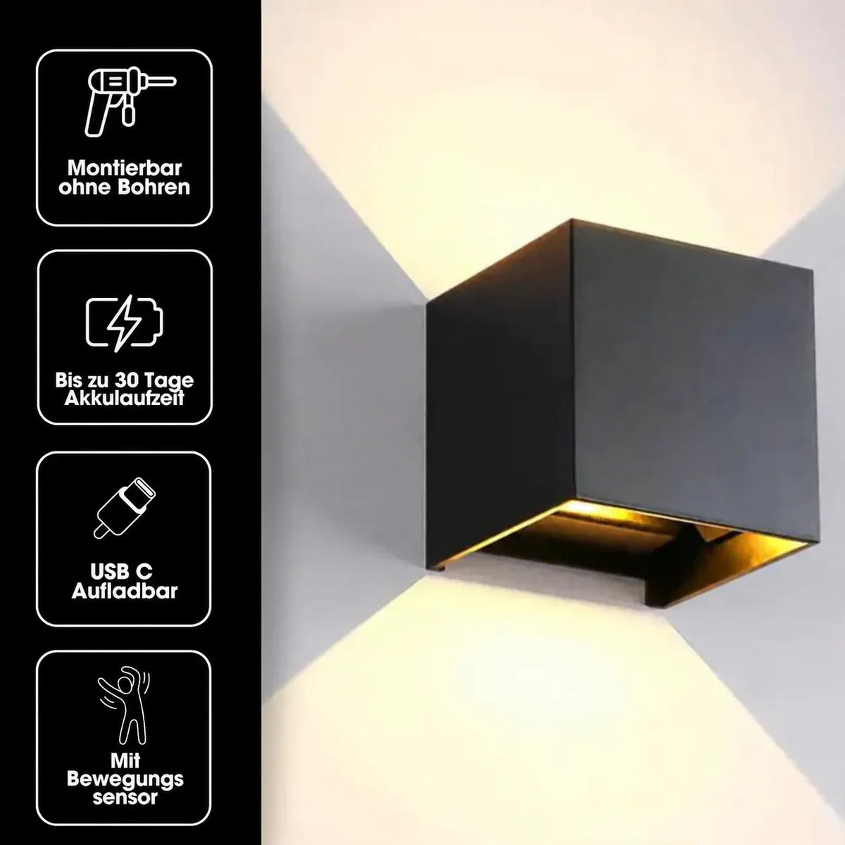 Rechargeable Scandinavian LED Wall Lamp with Motion Sensor