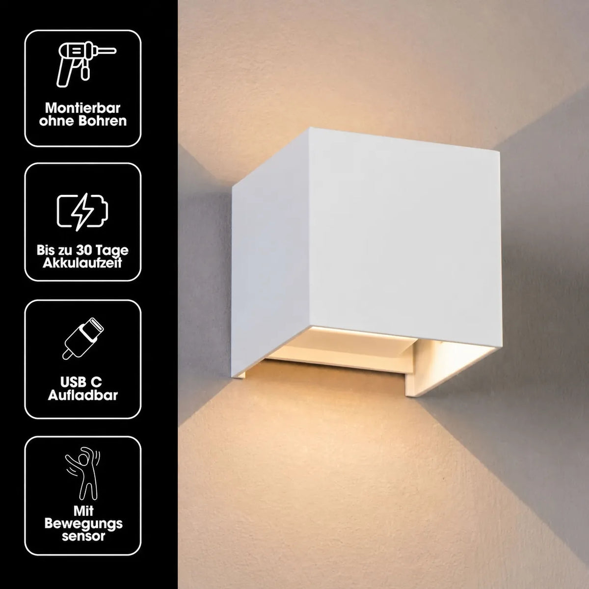 Rechargeable Scandinavian LED Wall Lamp with Motion Sensor
