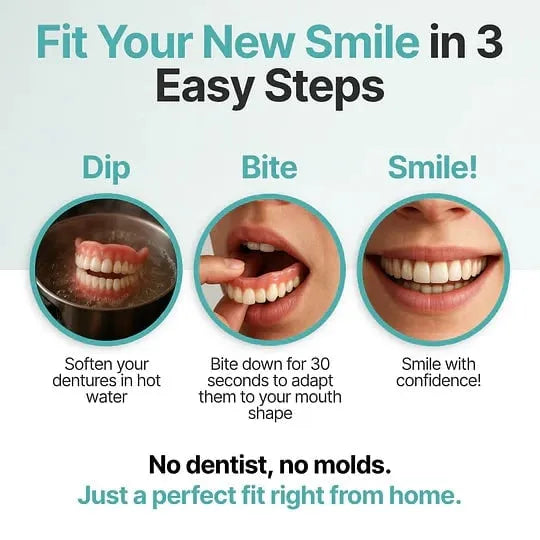 Removable Full Arch Denture Set with Flexible Cushion Grip