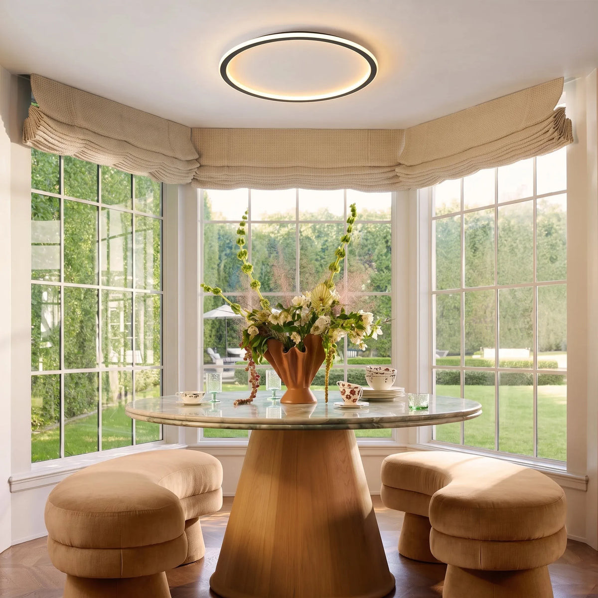 Round Scandinavian LED Ceiling Lamp with Remote Control