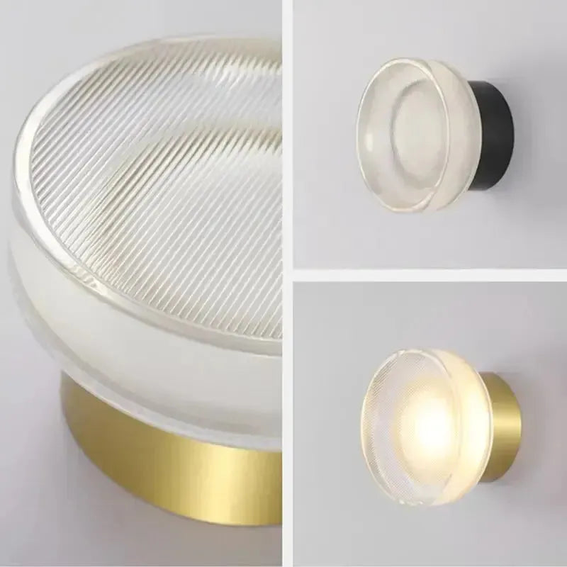 Round Scandinavian LED Wall Lamp with Tinted Glass Shade