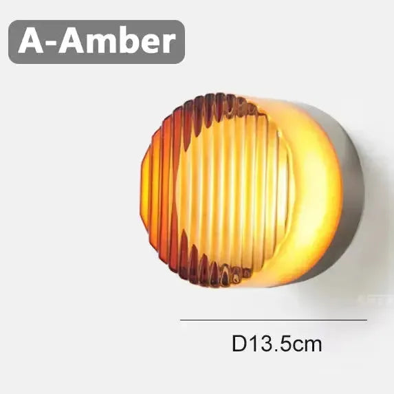 Round Scandinavian LED Wall Lamp with Tinted Glass Shade