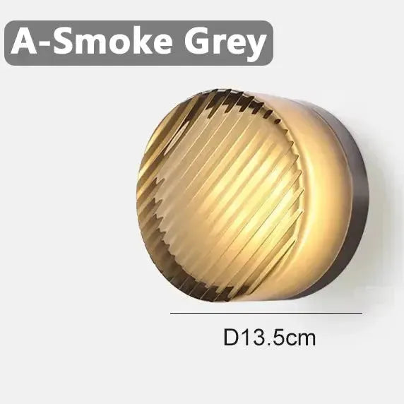 Round Scandinavian LED Wall Lamp with Tinted Glass Shade
