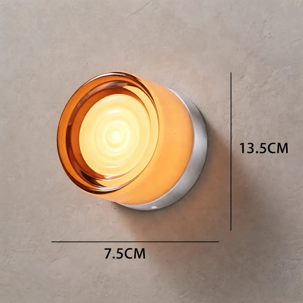 Round Scandinavian LED Wall Lamp with Tinted Glass Shade