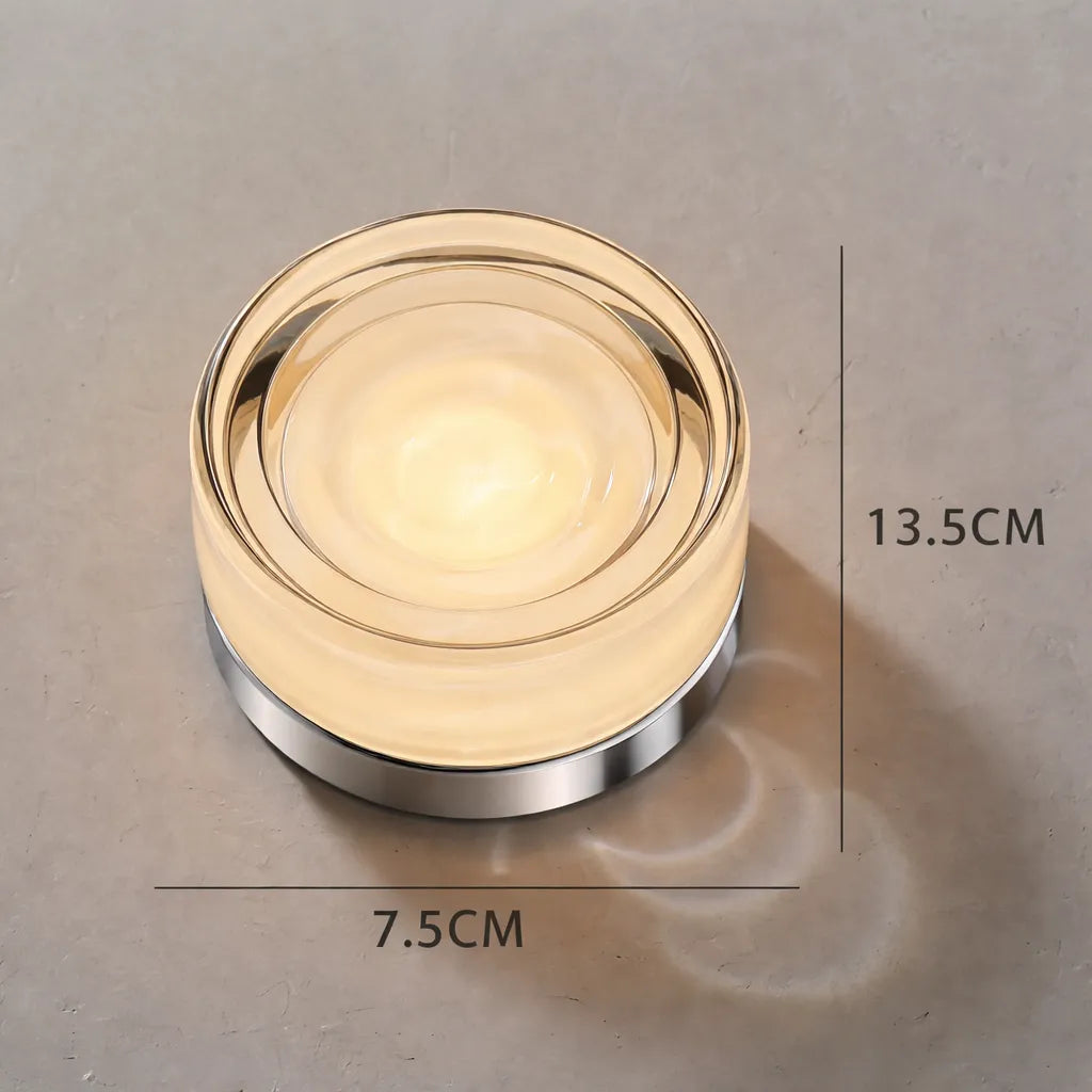 Round Scandinavian LED Wall Lamp with Tinted Glass Shade