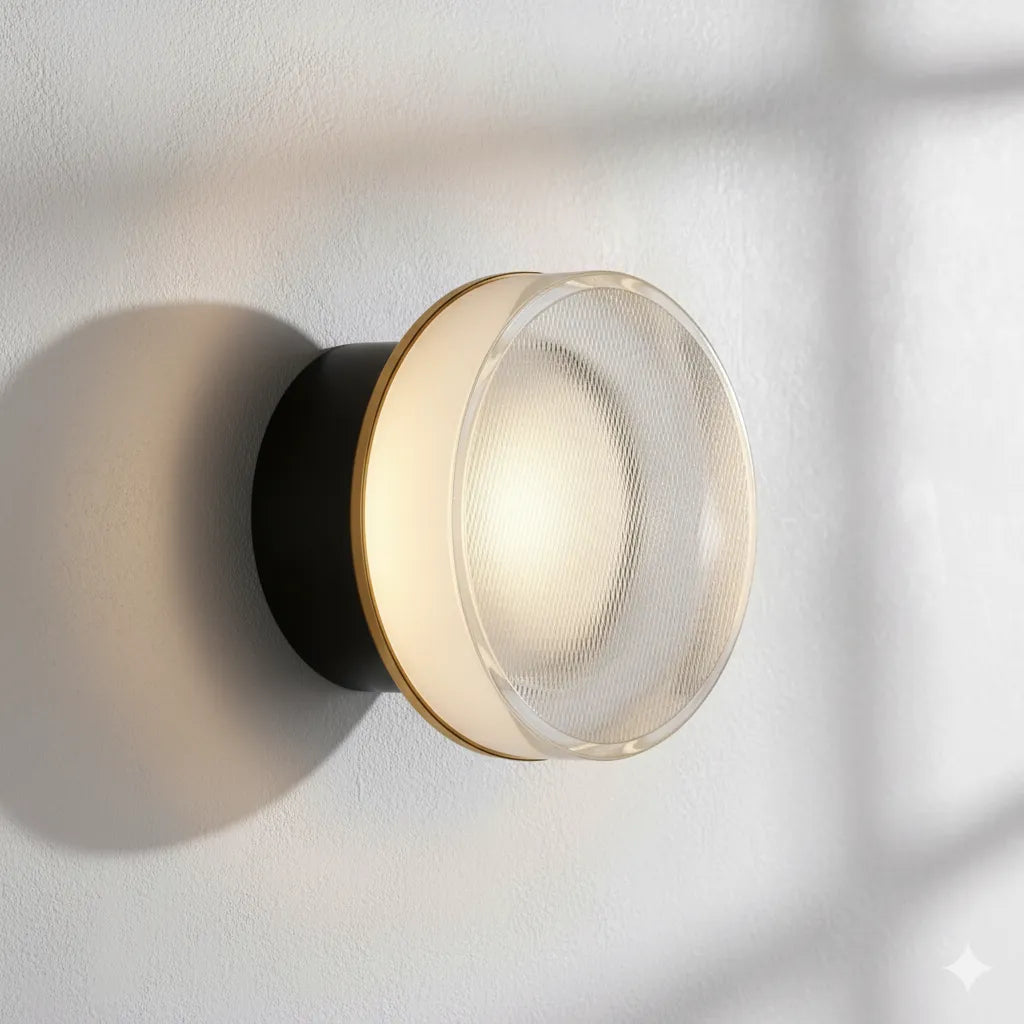 Round Scandinavian LED Wall Lamp with Tinted Glass Shade