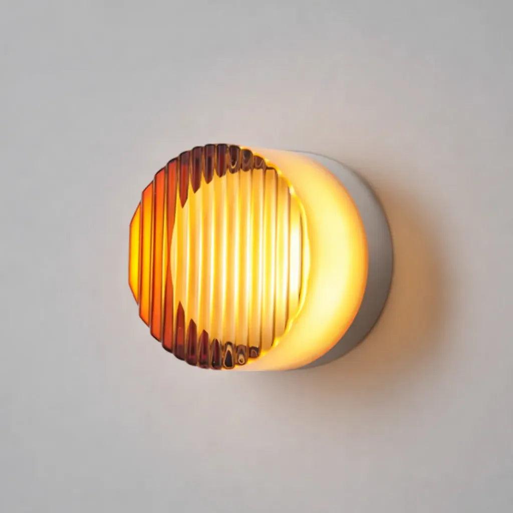 Round Scandinavian LED Wall Lamp with Tinted Glass Shade