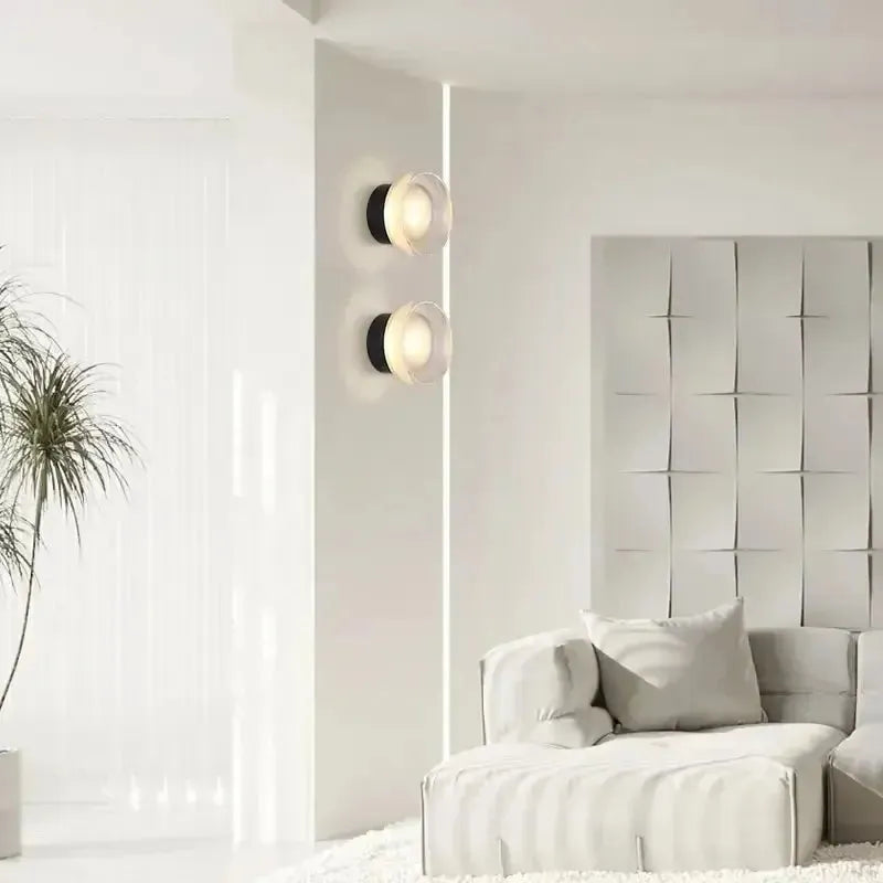 Round Scandinavian LED Wall Lamp with Tinted Glass Shade