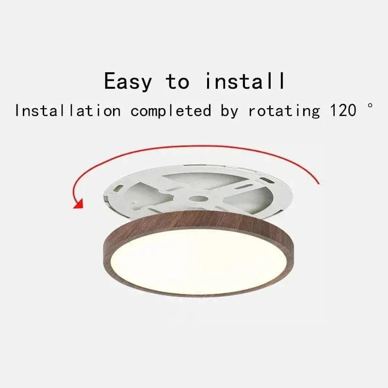 Round Ultra-Thin Wood Grain LED Ceiling Light with Low Profile Design