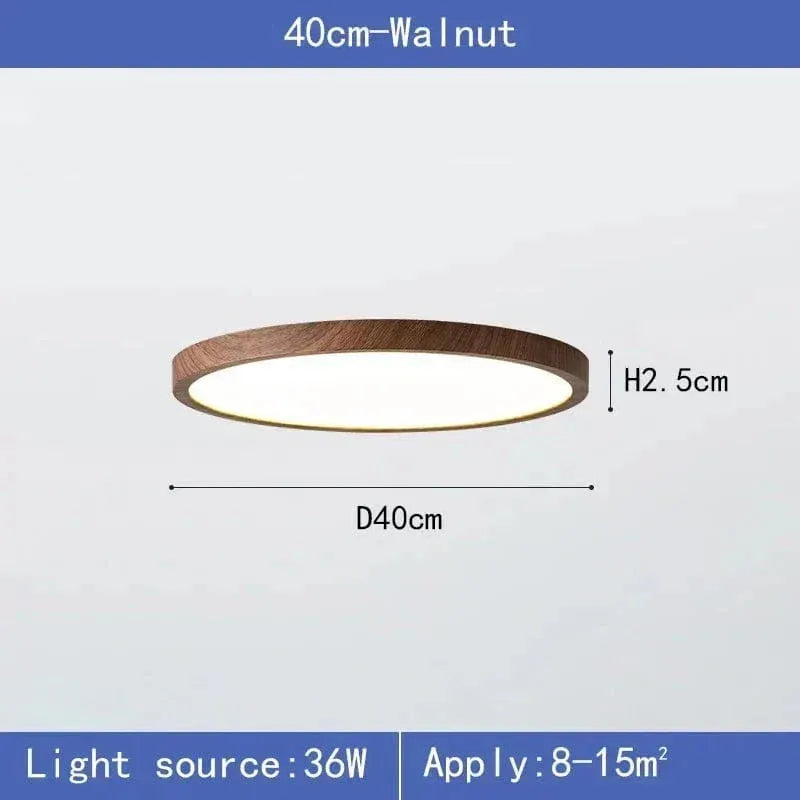 Round Ultra-Thin Wood Grain LED Ceiling Light with Low Profile Design