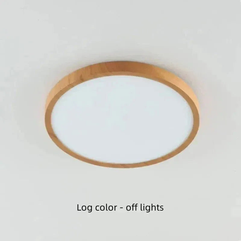 Round Ultra-Thin Wood Grain LED Ceiling Light with Low Profile Design