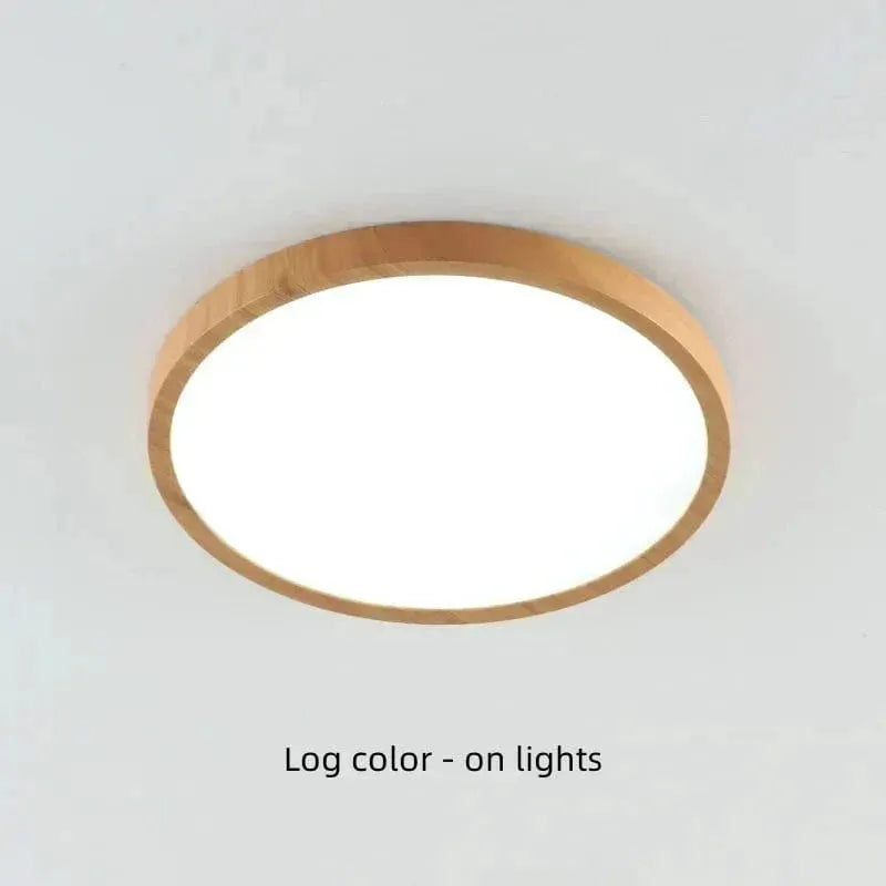 Round Ultra-Thin Wood Grain LED Ceiling Light with Low Profile Design