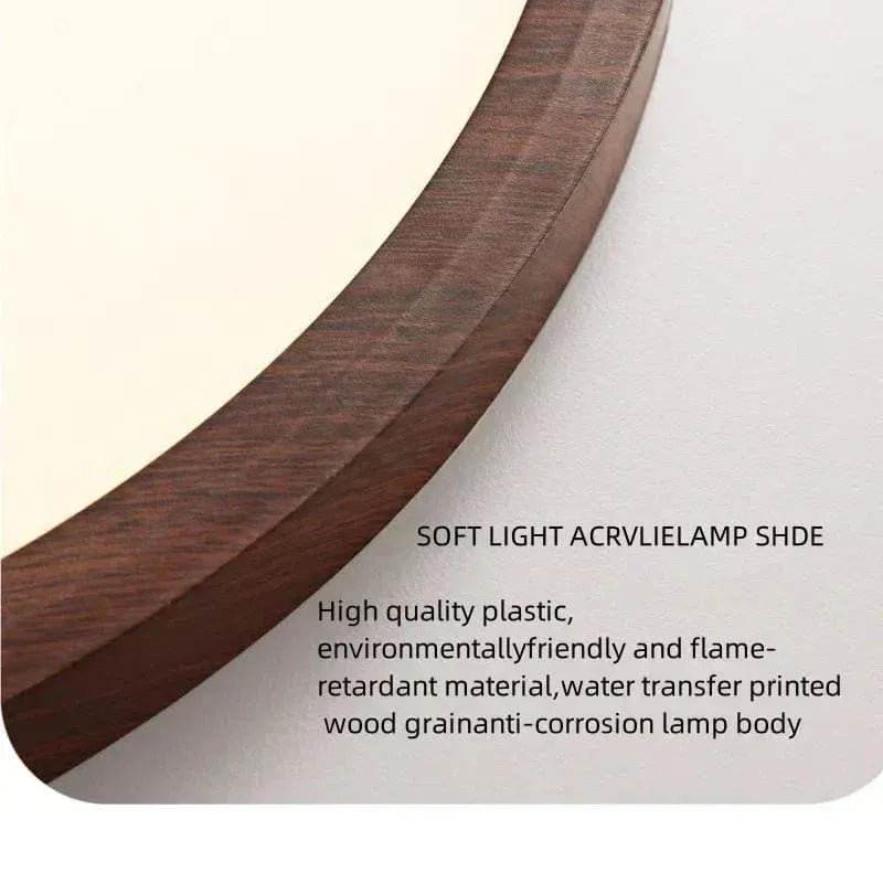 Round Ultra-Thin Wood Grain LED Ceiling Light with Low Profile Design