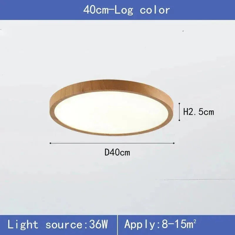 Round Ultra-Thin Wood Grain LED Ceiling Light with Low Profile Design
