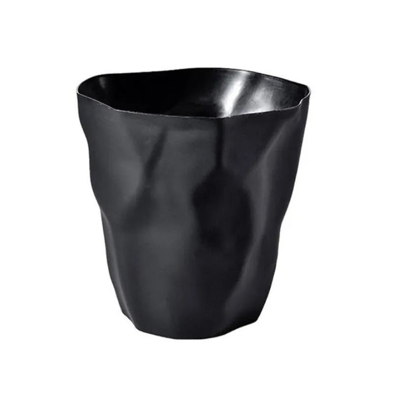 Sculptural Wastebasket with Crinkled Paper Design