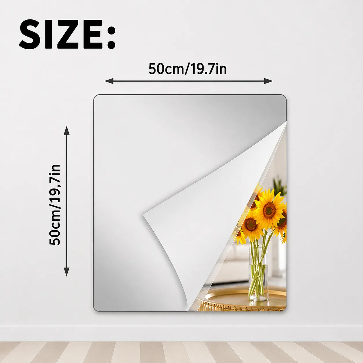 Self-Adhesive Shatterproof Mirror Film with Trimmable Design