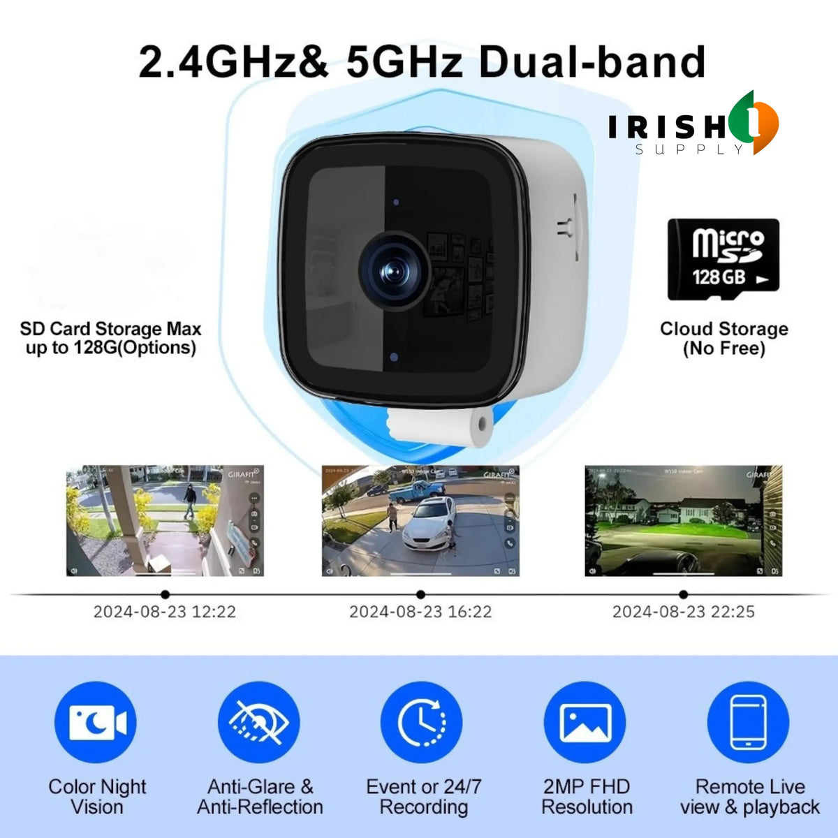 Smart Window Security Camera with Color Night Vision
