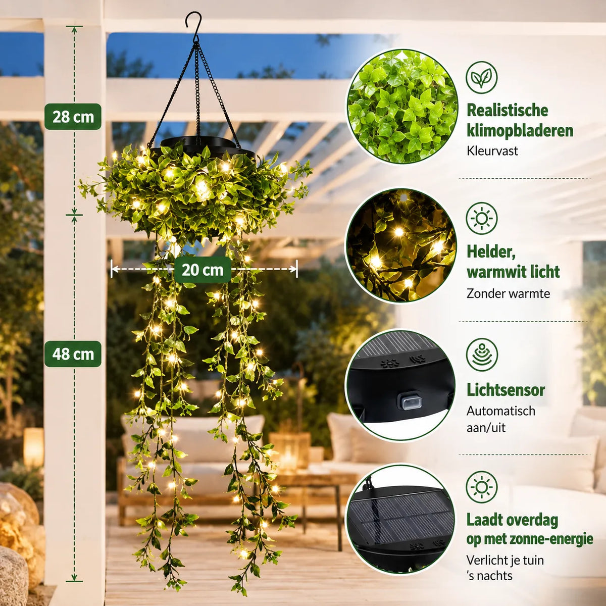 Solar Ivy String Lights for Garden Decor