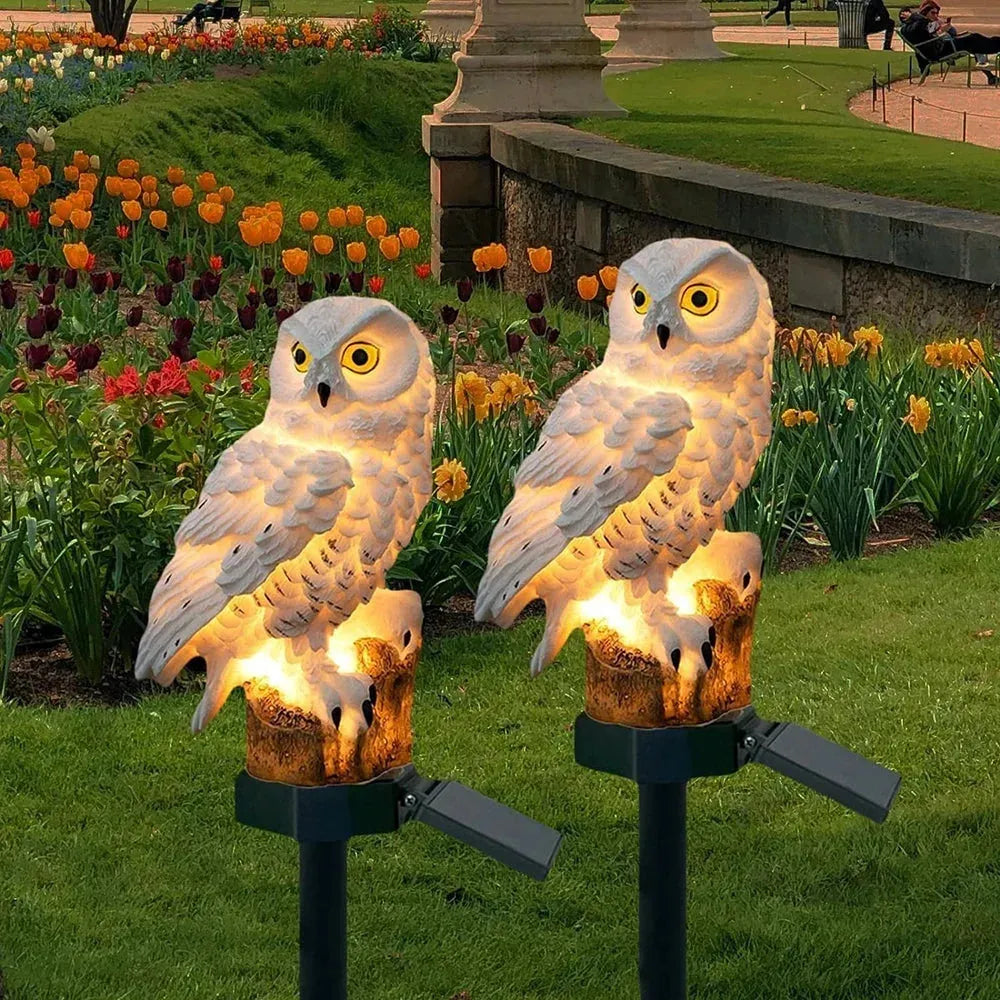 Solar Owl Garden Stake Light with Warm White LED
