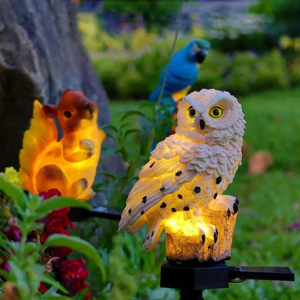 Solar Owl Garden Stake Light with Warm White LED