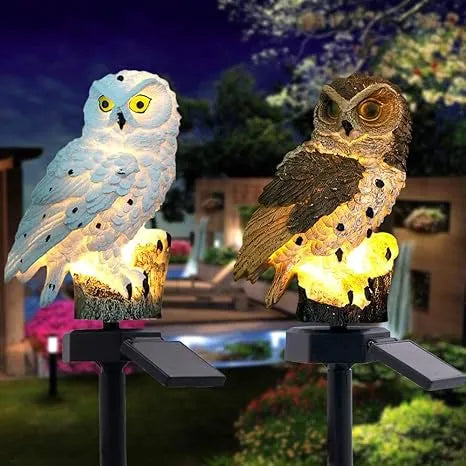 Solar Owl Garden Stake Light with Warm White LED