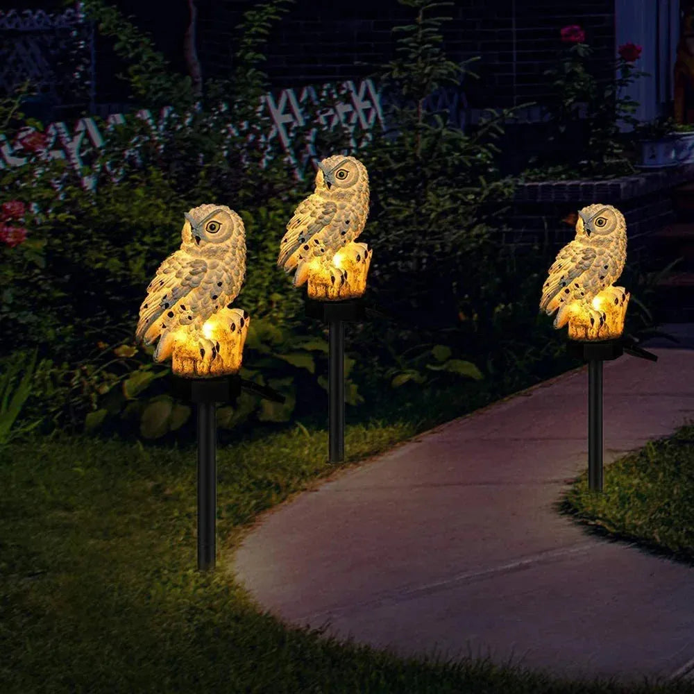 Solar Owl Garden Stake Light with Warm White LED
