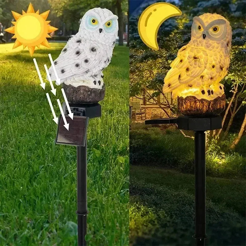 Solar Owl Garden Stake Light with Warm White LED