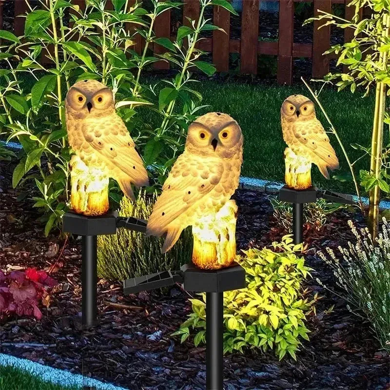 Solar Owl Garden Stake Light with Warm White LED