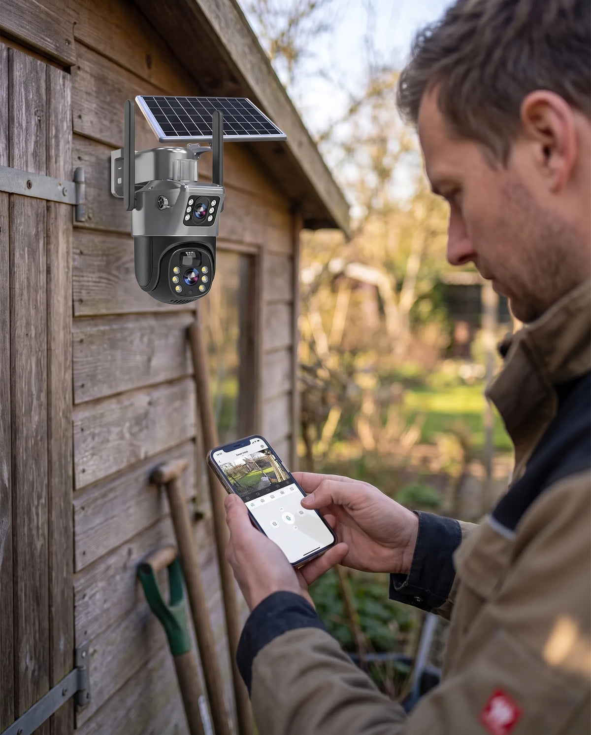 Solar Powered Dual Lens PTZ Security Camera with 10x Zoom