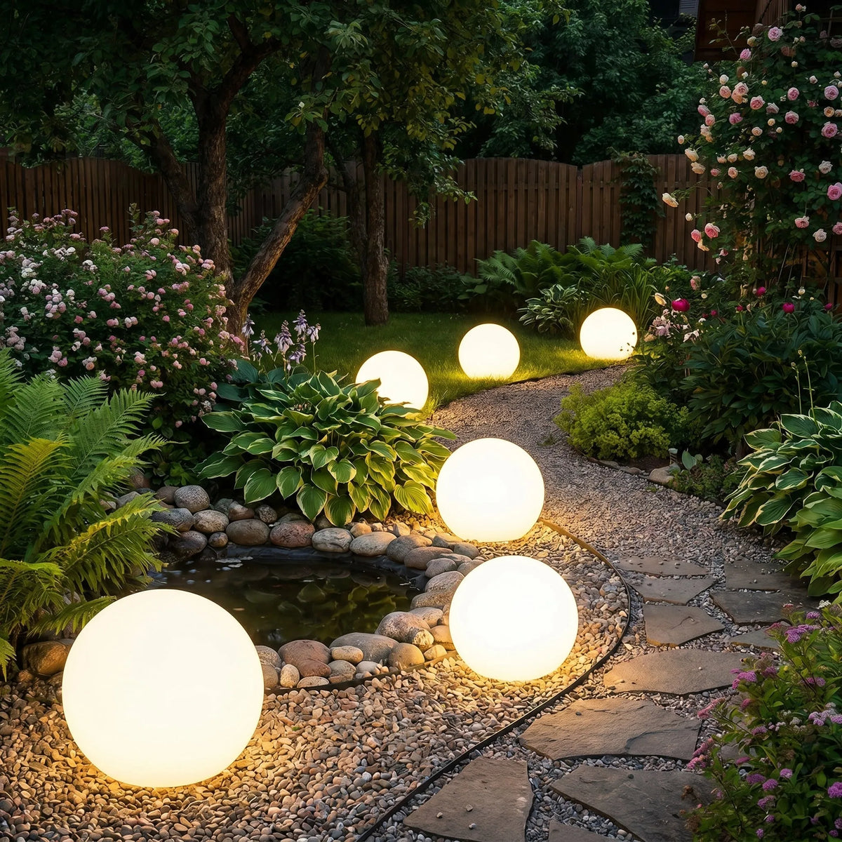 Solar Powered Globe Garden Light with Warm Illumination