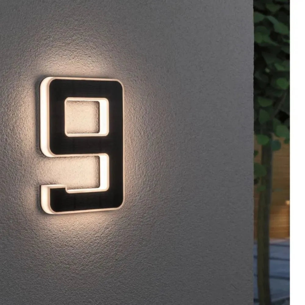 Solar Powered LED House Number Sign with Dusk Sensor