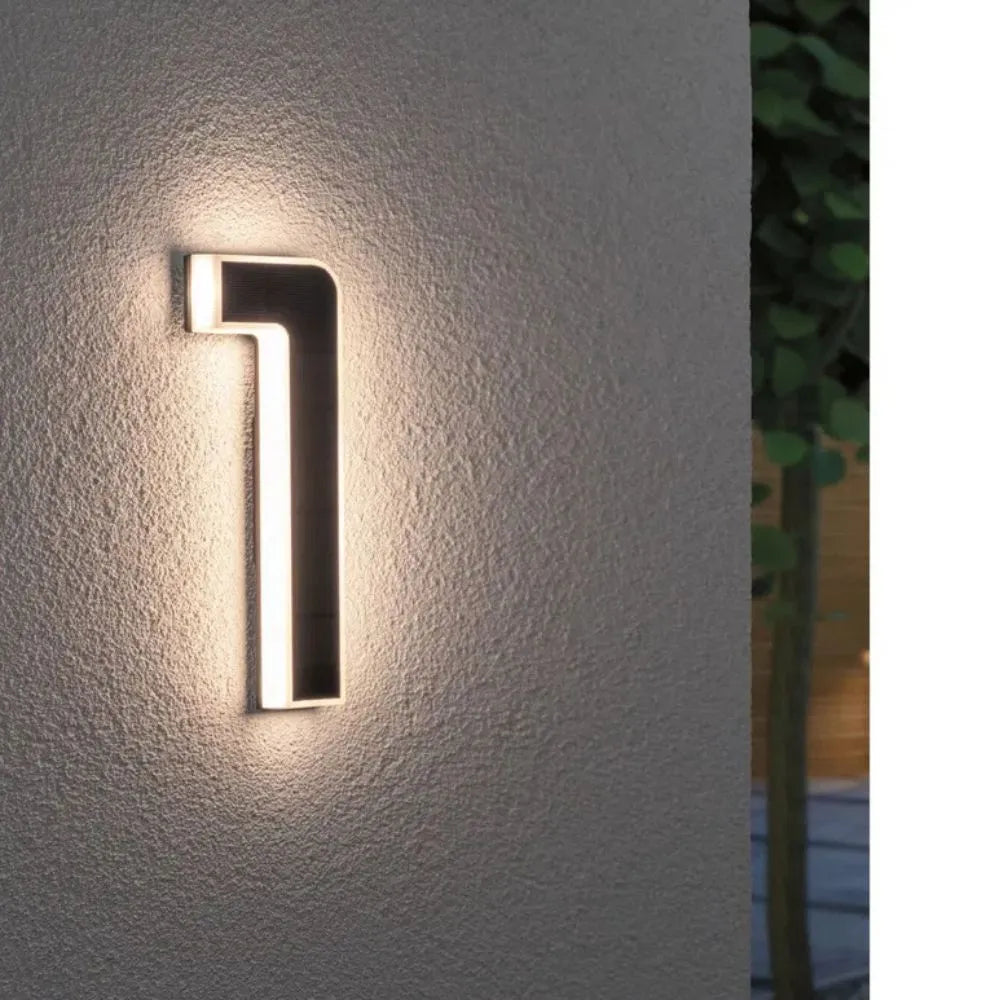 Solar Powered LED House Number Sign with Dusk Sensor
