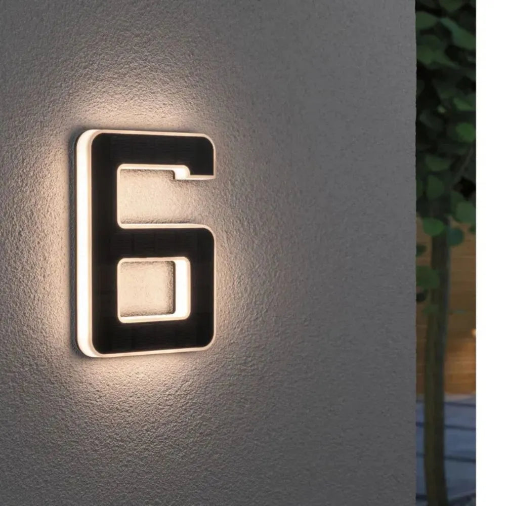 Solar Powered LED House Number Sign with Dusk Sensor