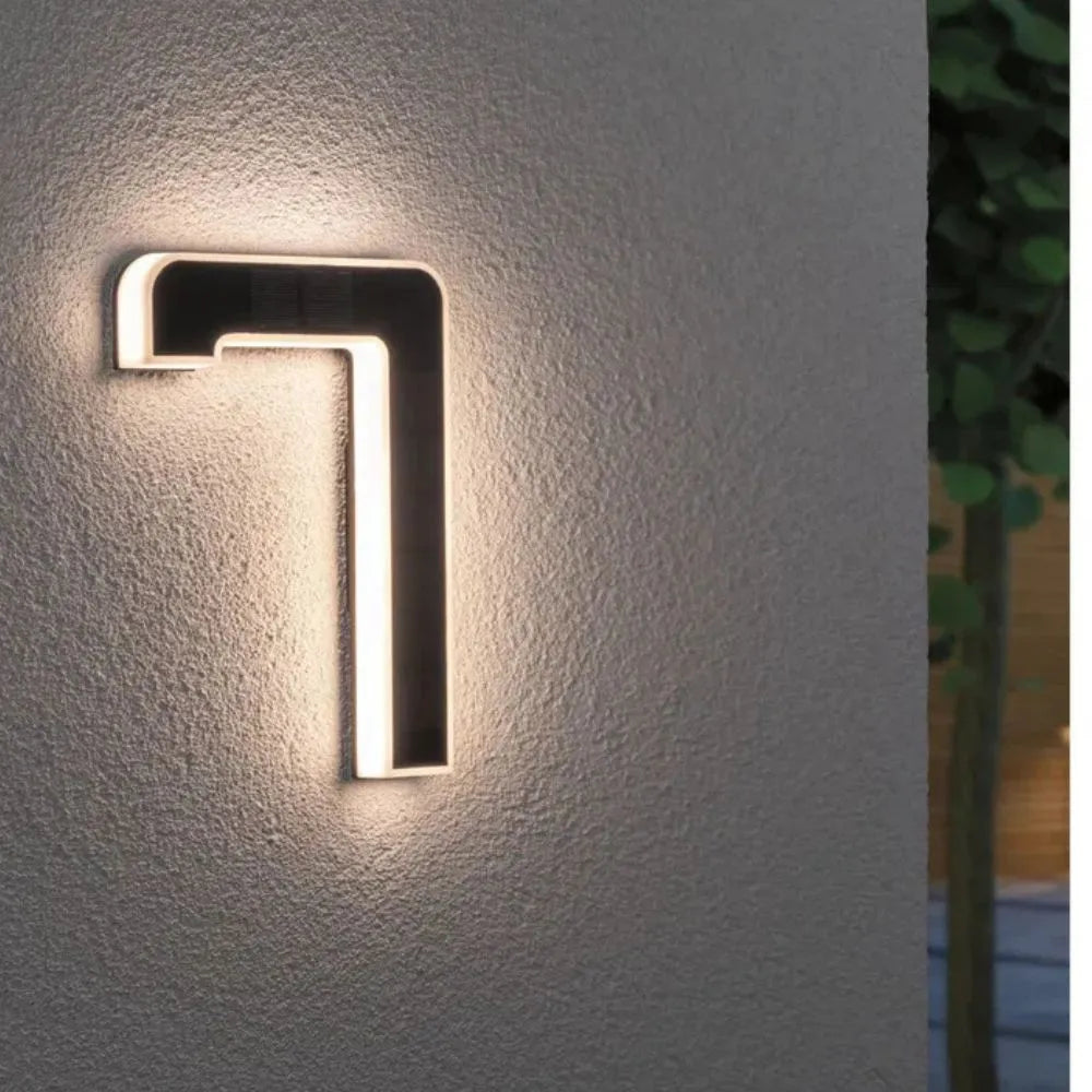 Solar Powered LED House Number Sign with Dusk Sensor