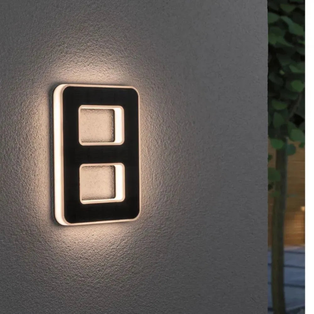 Solar Powered LED House Number Sign with Dusk Sensor