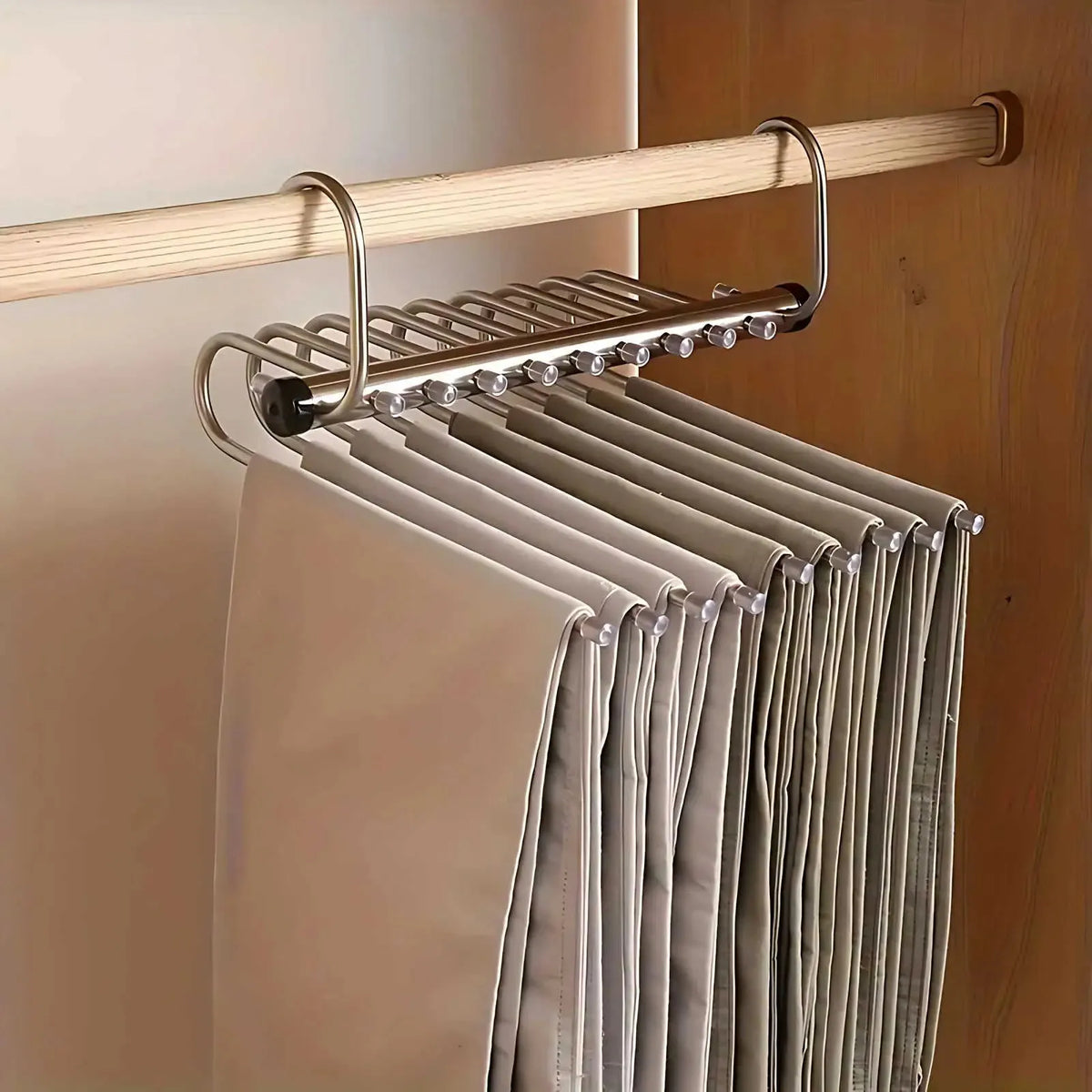 Stainless Steel Multi-Tier Clothes Hanger Organizer with Swivel Hooks